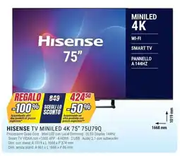 Trony Hisense tv miniled 4K 75" 75U79Q offerta