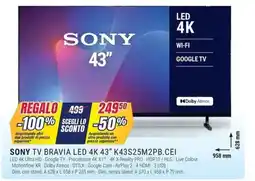 Trony Sony tv bravia led 4K 43" K43S25M2PB.CEI offerta