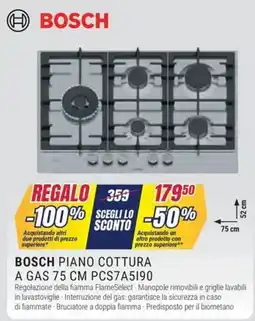 Trony Bosch piano cottura a gas 75 cm PCS7A5190 offerta