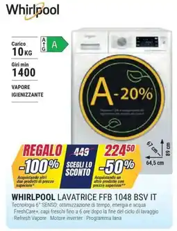 Trony Whirlpool lavatrice FFB 1048 BSV IT offerta