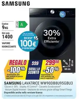 Trony Samsung lavatrice WW90DB8U95GBU3 offerta
