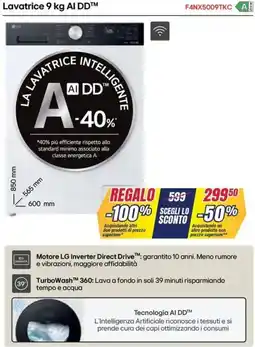 Trony LG Lavatrice AI DD F4NX5009TKC offerta