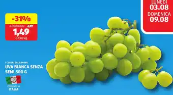 ALDI I colori del sapore uva bianca senza semi offerta
