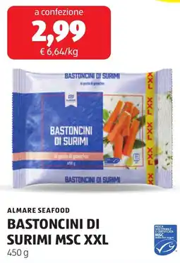 ALDI ALMARE SEAFOOD BASTONCINI DI SURIMI MSC XXL offerta