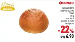Conad Panino burger ai semi di sesamo CONAD offerta