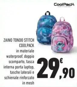 Conad ZAINO TONDO STITCH COOLPACK offerta