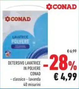 Conad Detersivo lavatrice in polvere CONAD - classico - lavanda offerta