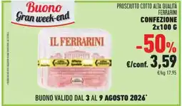 Conad Prosciutto cotto alta qualità Ferrarini offerta