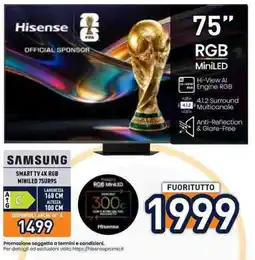 Unieuro Samsung smart tv 4K RGB miniled 75UR9S offerta