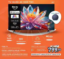 Unieuro Tcl tv qled 4K HDR T6C offerta