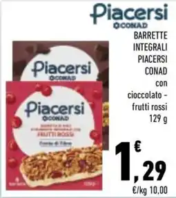 Conad City Barrette integrali Piacersi CONAD con cioccolato - frutti rossi offerta