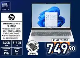 Unieuro hp OMNIBOOK 5 LAPTOP AI 16-af1006nl offerta