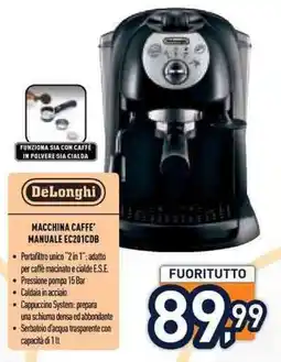 Unieuro DeLonghi MACCHINA CAFFE' MANUALE EC201CDB offerta