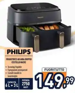 Unieuro PHILIPS FRIGGITRICE AD ARIA DOPPIO CESTELLO NA352 offerta