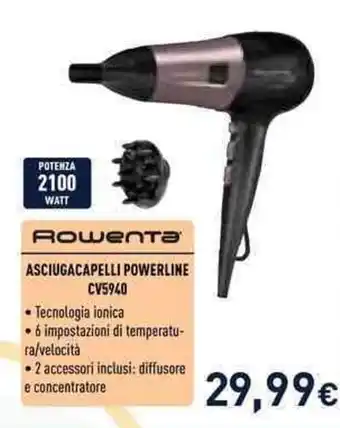 Unieuro Rowenta Asciugacapelli Powerline CV5940 offerta