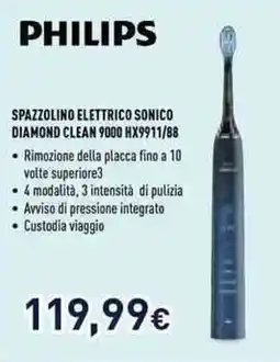Unieuro PHILIPS SPAZZOLINO ELETTRICO SONICO DIAMOND CLEAN 9000 offerta