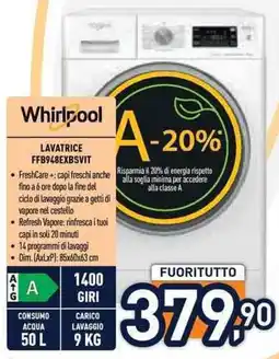 Unieuro Whirlpool LAVATRICE FFB948EXBSVIT offerta