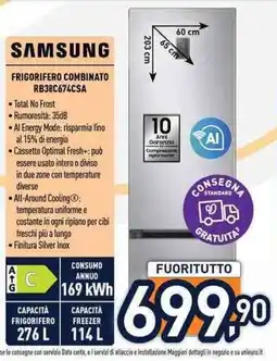 Unieuro SAMSUNG FRIGORIFERO COMBINATO RB38C674CSA offerta