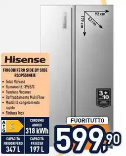 Unieuro Hisense FRIGORIFERO SIDE BY SIDE RS3P558NEIE offerta