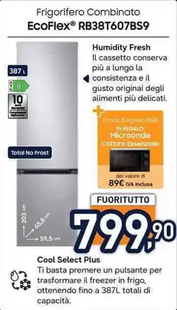 Unieuro Frigorifero Combinato EcoFlex® RB38T607BS9 offerta