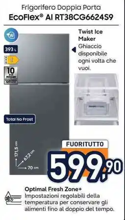 Unieuro Frigorifero Doppia Porta EcoFlex® AI RT38CG6624S9 offerta