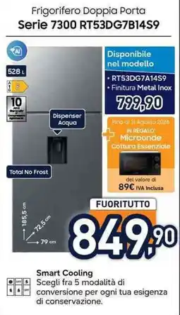 Unieuro Samsung Frigorifero Doppia Porta Serie 7300 RT53DG7B14S9 offerta