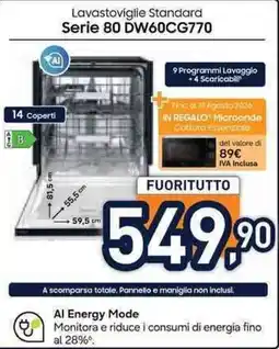 Unieuro Lavastoviglie Standard Serie 80 DW60CG770 offerta