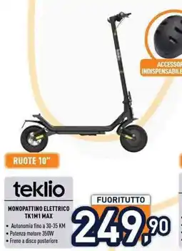 Unieuro teklio MONOPATTINO ELETTRICO TK1M1 MAX offerta