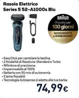 Unieuro Rasoio Elettrico Series 5 52-A1000s Blu BRAUN offerta