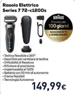 Unieuro Rasoio Elettrico Series 7 72-c1200s Braun offerta