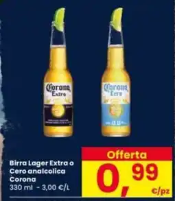 Interspar Birra Lager Extra o Cero analcolica Corona offerta