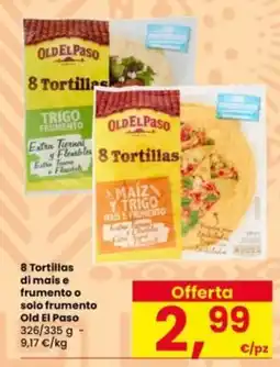 Interspar 8 Tortillas di mais e frumento o solo frumento Old El Paso offerta