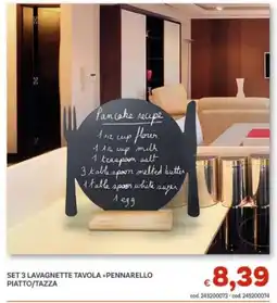 Vivo Supermercati SET 3 LAVAGNETTE TAVOLA + PENNARELLO PIATTO/TAZZA offerta