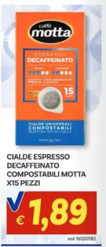 Vivo Supermercati Cialde espresso decaffeinato compostabili Motta offerta