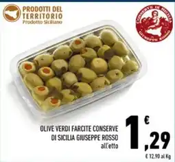 Conad Margherita Olive verdi farcite conserve di Sicilia Giuseppe Rosso offerta