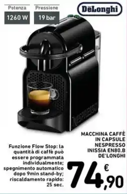 Spazio Conad MACCHINA CAFFÈ IN CAPSULE NESPRESSO INISSIA EN80.B DE'LONGHI offerta