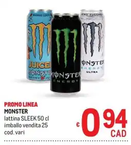 Metro MONSTER lattina SLEEK offerta