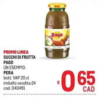 Metro Succhi di frutta Pago offerta