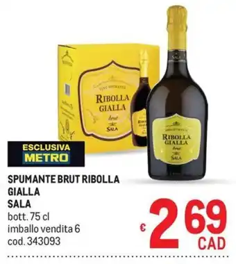 Metro Spumante Brut Ribolla Gialla Sala offerta