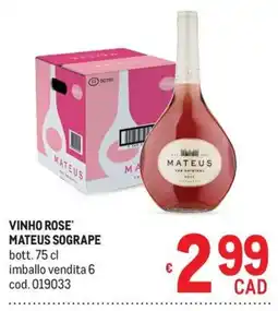 Metro Vinho Rose' Mateus Sogrape offerta