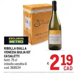 Metro Ribolla Gialla Venezia Giulia IGT Ca'Saletti offerta