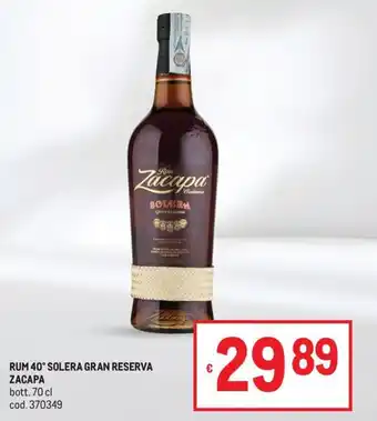 Rum 40° Solera Gran Reserva Zacapa
