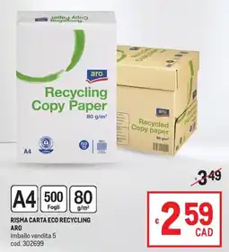 Metro RISMA CARTA ECO RECYCLING ARO offerta