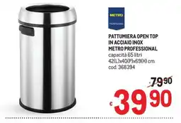 Metro PATTUMIERA OPEN TOP IN ACCIAIO INOX METRO PROFESSIONAL offerta