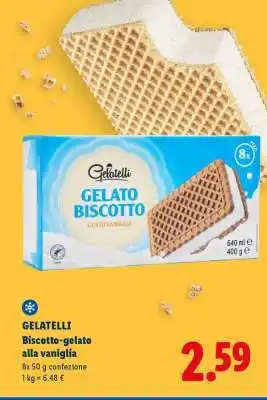 Lidl Gelatelli Biscotto gelato alla vaniglia offerta