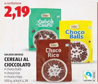 ALDI GOLDEN BRIDGE CEREALI AL CIOCCOLATO offerta