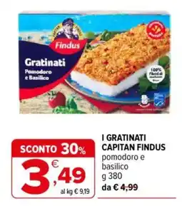 Iperal I GRATINATI CAPITAN FINDUS pomodoro e basilico offerta