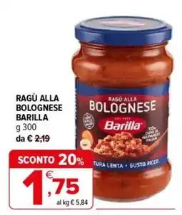 Iperal Ragù alla Bolognese Barilla offerta