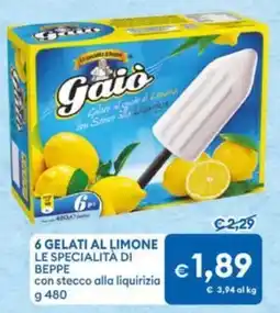 MD Discount 6 gelati al limone le specialità di beppe con stecco alla liquirizia offerta