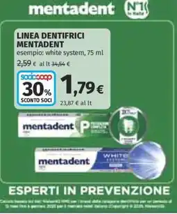 Coop LINEA DENTIFRICI MENTADENT offerta